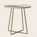 Blooms and Stripes, Aqua and Navy Side Table Gallery Image 1