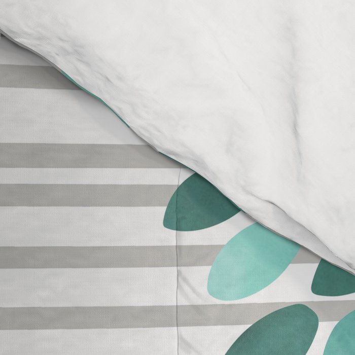 Blooms and Stripes, Aqua and Navy Comforter Gallery Image 4