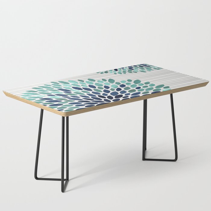 Blooms and Stripes, Aqua and Navy Coffee Table Gallery Image 1