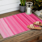 Pinkshades Serrate Stripes Irregular Vertical Stripe Pattern in Pink Tones Outdoor Rug Gallery Image 2