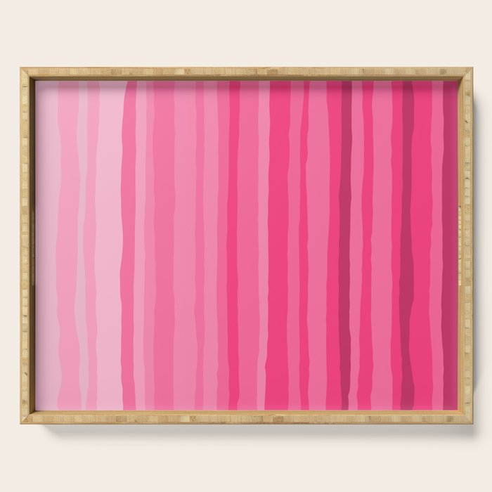 Pinkshades Serrate Stripes Irregular Vertical Stripe Pattern in Pink Tones Serving Tray Gallery Image 1