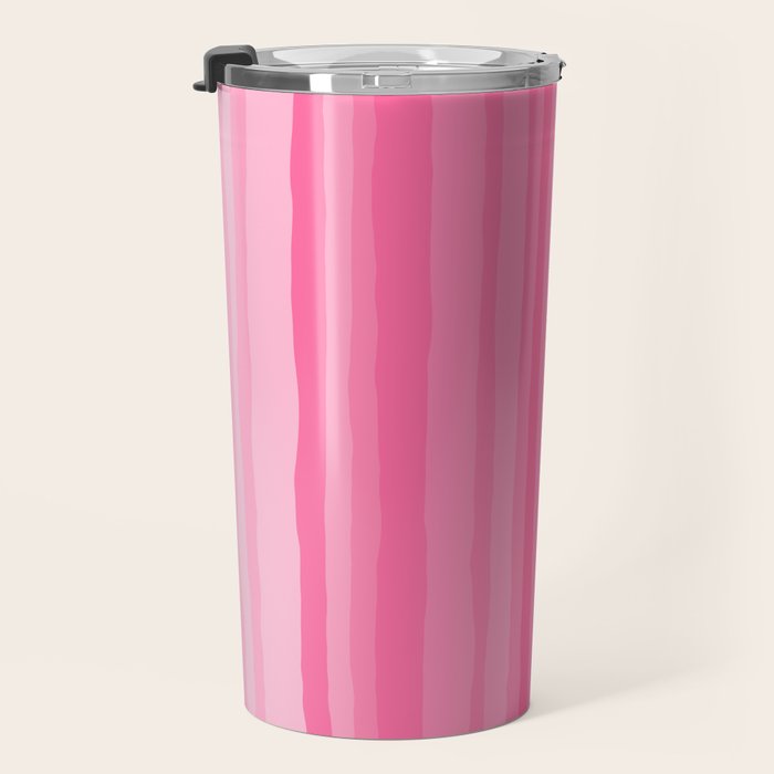 Pinkshades Serrate Stripes Irregular Vertical Stripe Pattern in Pink Tones Travel Mug Gallery Image 3