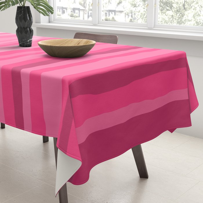 Pinkshades Serrate Stripes Irregular Vertical Stripe Pattern in Pink Tones Tablecloth Gallery Image 3