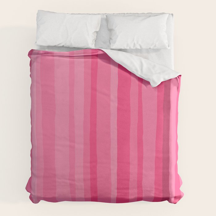 Pinkshades Serrate Stripes Irregular Vertical Stripe Pattern in Pink Tones Duvet Cover Gallery Image 2