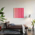 Pinkshades Serrate Stripes Irregular Vertical Stripe Pattern in Pink Tones Wood Wall Art Gallery Image 2