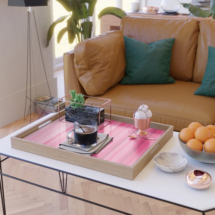 Pinkshades Serrate Stripes Irregular Vertical Stripe Pattern in Pink Tones Serving Tray Gallery Image 2