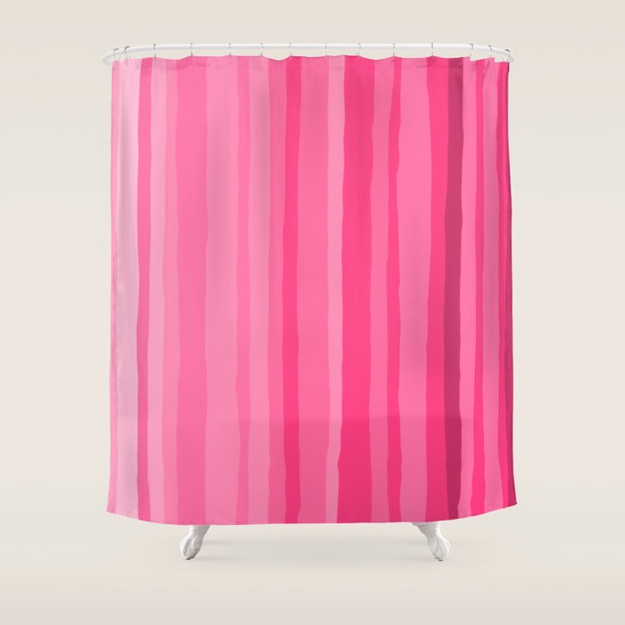 Pinkshades Serrate Stripes Irregular Vertical Stripe Pattern in Pink Tones Shower Curtain Gallery Image 1