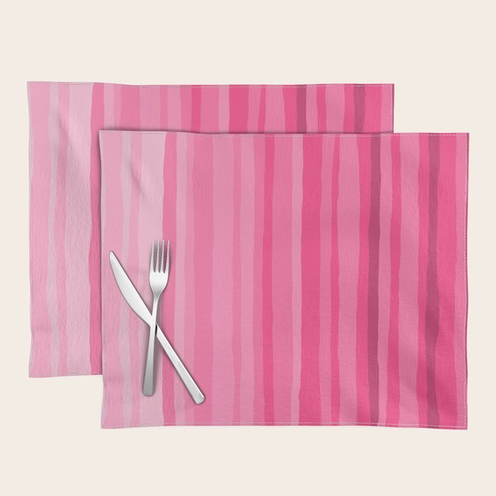 Pinkshades Serrate Stripes Irregular Vertical Stripe Pattern in Pink Tones Placemat Gallery Image 1
