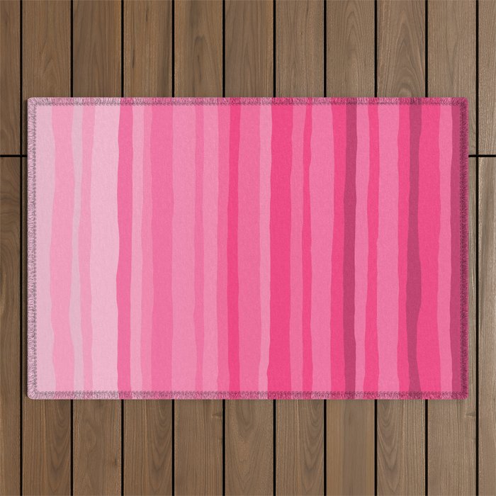 Pinkshades Serrate Stripes Irregular Vertical Stripe Pattern in Pink Tones Outdoor Rug Gallery Image 1