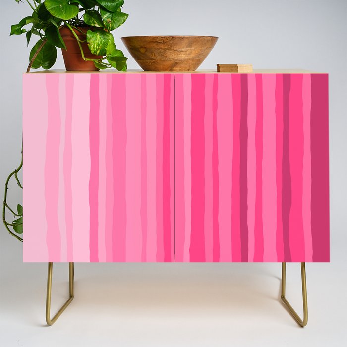 Pinkshades Serrate Stripes Irregular Vertical Stripe Pattern in Pink Tones Credenza Gallery Image 1