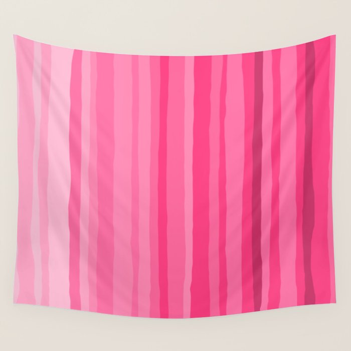 Pinkshades Serrate Stripes Irregular Vertical Stripe Pattern in Pink Tones Wall Tapestry Gallery Image 1