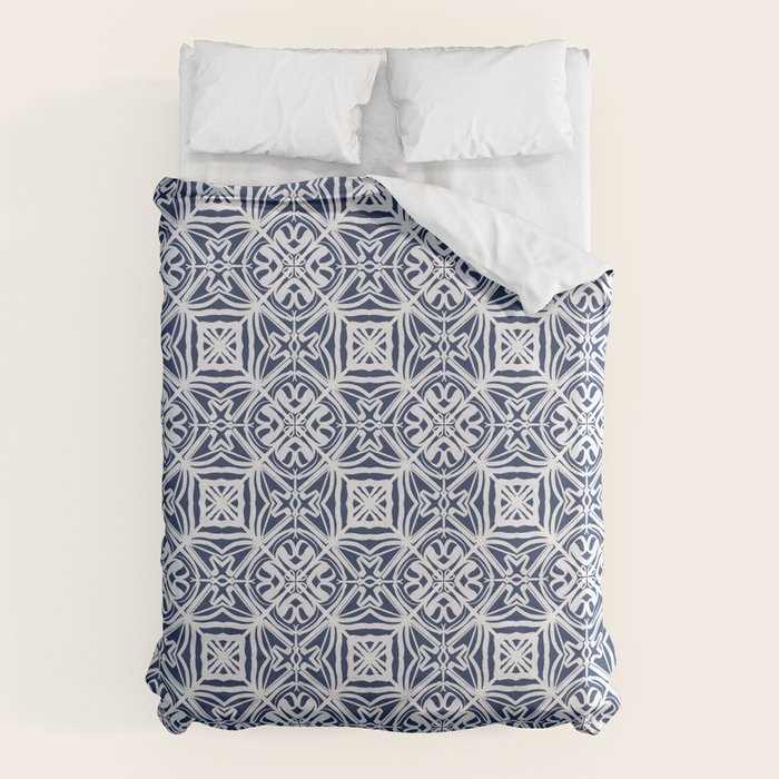 Blue tile brushstroke pattern Duvet Cover Gallery Image 6
