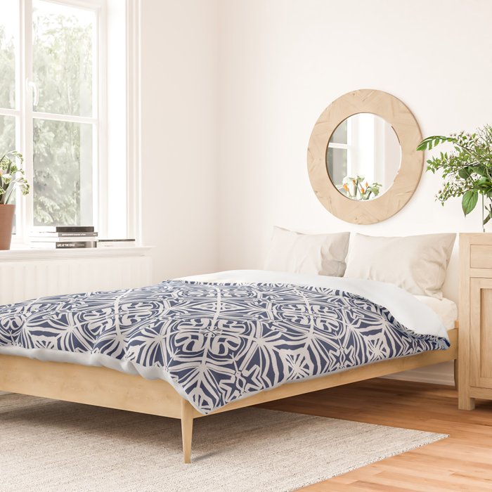Blue tile brushstroke pattern Duvet Cover Gallery Image 2