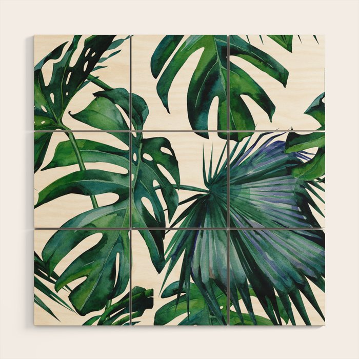 Tropical Palm Leaves Classic II Wood Wall Art Gallery Image 1