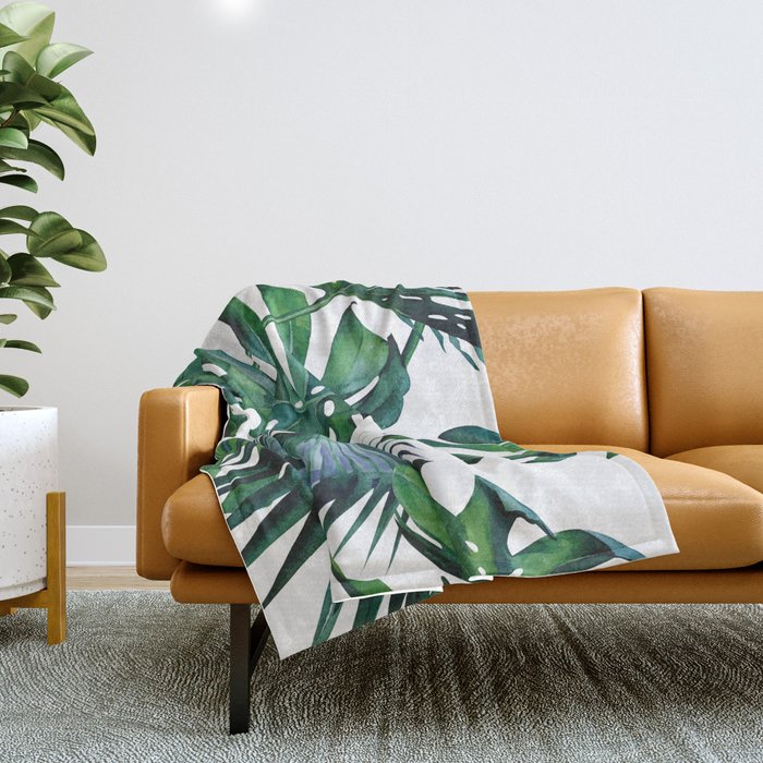 Tropical Palm Leaves Classic II Throw Blanket Gallery Image 1