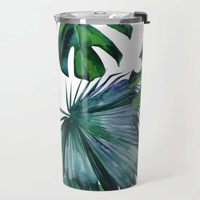 Tropical Palm Leaves Classic II Travel Mug Gallery Image 2