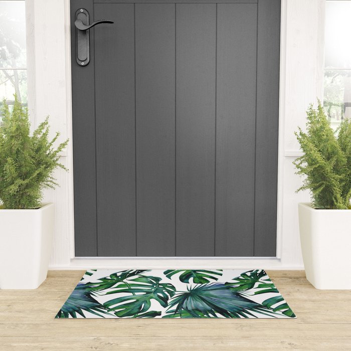 Tropical Palm Leaves Classic II Welcome Mat Gallery Image 3