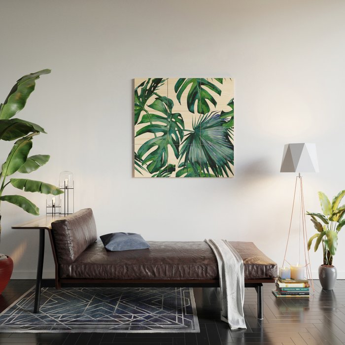 Tropical Palm Leaves Classic II Wood Wall Art Gallery Image 2