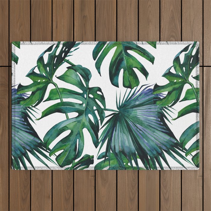 Tropical Palm Leaves Classic II Outdoor Rug Gallery Image 1