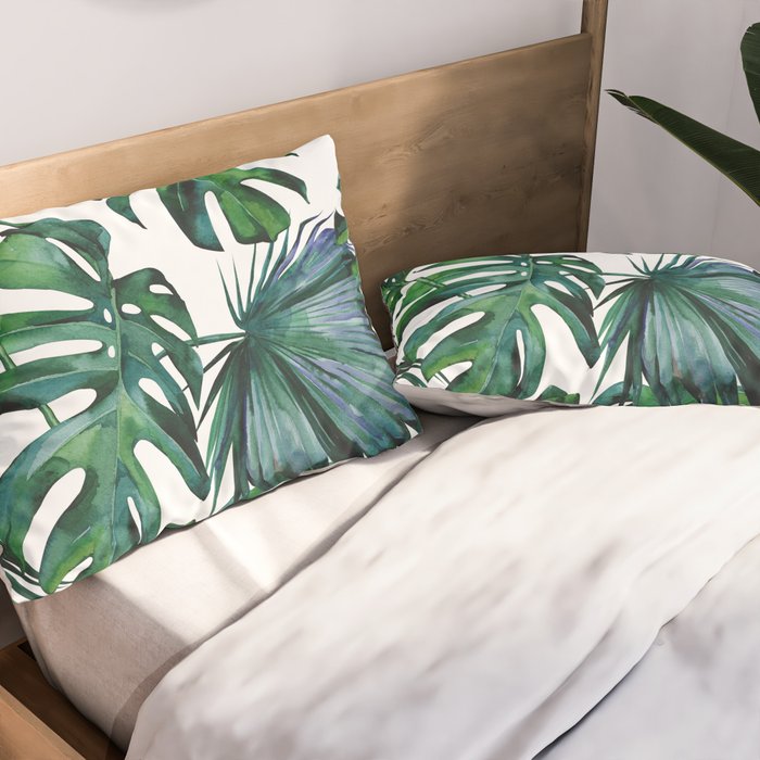 Tropical Palm Leaves Classic II Pillow Sham Gallery Image 2