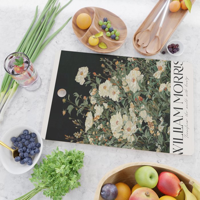 William Morris sage green Autumn Floral Print Art Nouveau maximalist wall art fall Flower Poster Cutting Board Gallery Image 2
