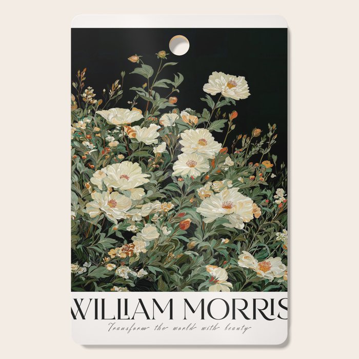 William Morris sage green Autumn Floral Print Art Nouveau maximalist wall art fall Flower Poster Cutting Board Gallery Image 1