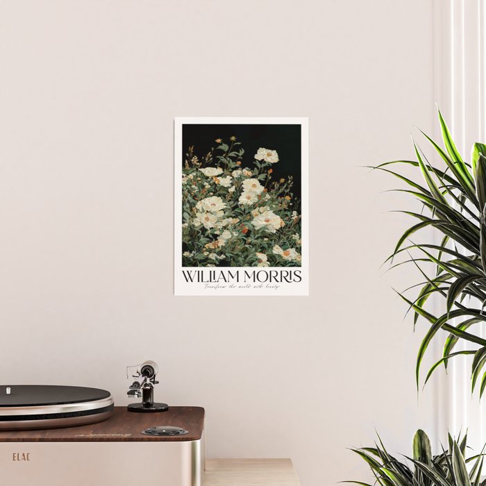 William Morris sage green Autumn Floral Print Art Nouveau maximalist wall art fall Flower Poster Poster Gallery Image 2