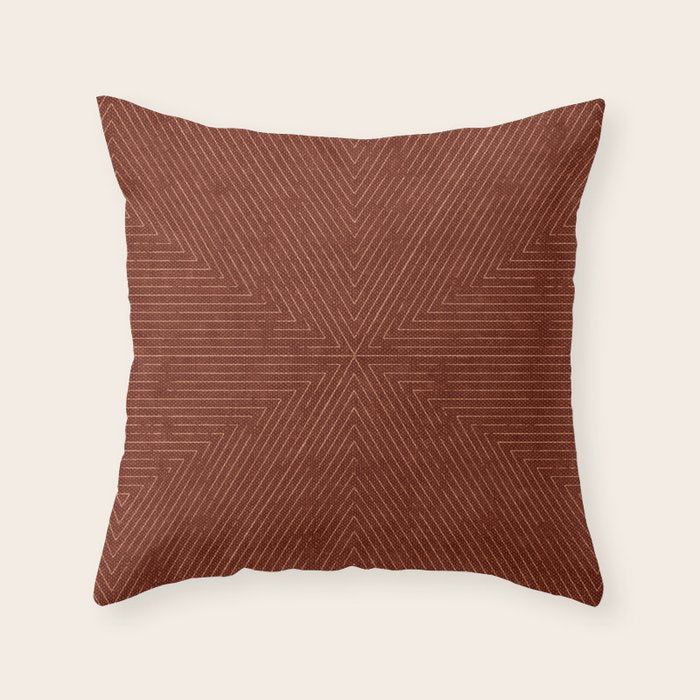 boho triangle stripes - rust Throw Pillow Gallery Image 1