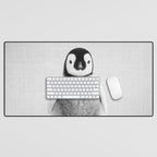 Baby Penguin - Black & White Desk Mat Gallery Image 1