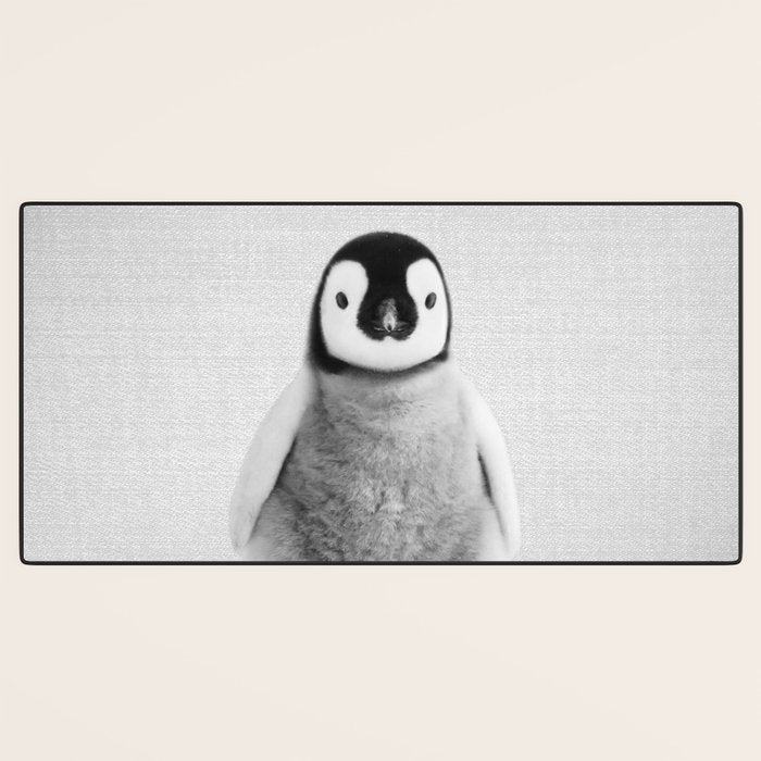 Baby Penguin - Black & White Desk Mat Gallery Image 3