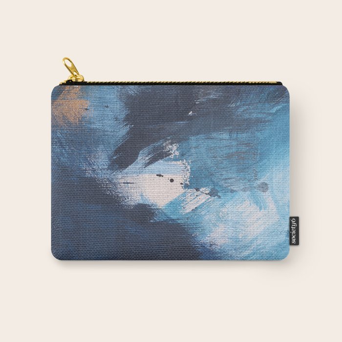 Ships in the Night: a vibrant abstract mixed-media piece in blues and golds by Alyssa Hamilton Art Carry All Pouch Gallery Image 1