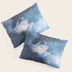 Ships in the Night: a vibrant abstract mixed-media piece in blues and golds by Alyssa Hamilton Art Pillow Sham Gallery Image 3