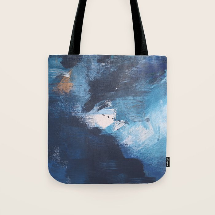 Ships in the Night: a vibrant abstract mixed-media piece in blues and golds by Alyssa Hamilton Art Tote Bag Gallery Image 1