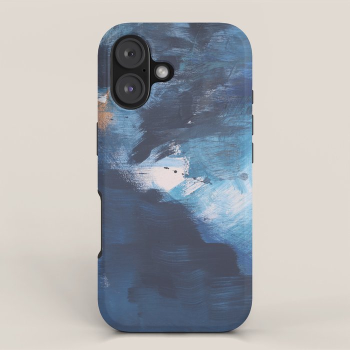Ships in the Night: a vibrant abstract mixed-media piece in blues and golds by Alyssa Hamilton Art iPhone Case Gallery Image 1
