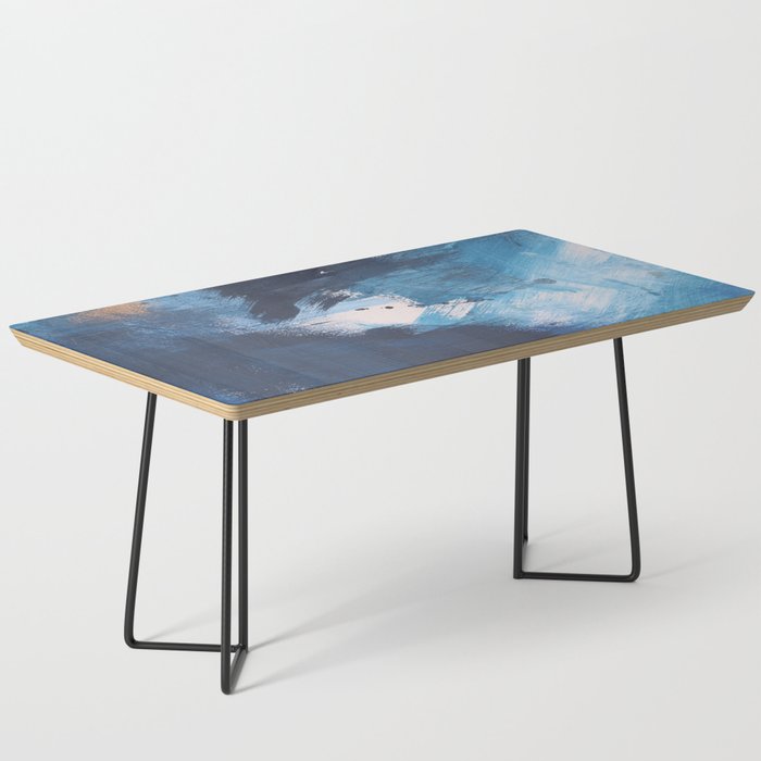 Ships in the Night: a vibrant abstract mixed-media piece in blues and golds by Alyssa Hamilton Art Coffee Table Gallery Image 1