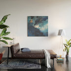 Ships in the Night: a vibrant abstract mixed-media piece in blues and golds by Alyssa Hamilton Art Wood Wall Art Gallery Image 2
