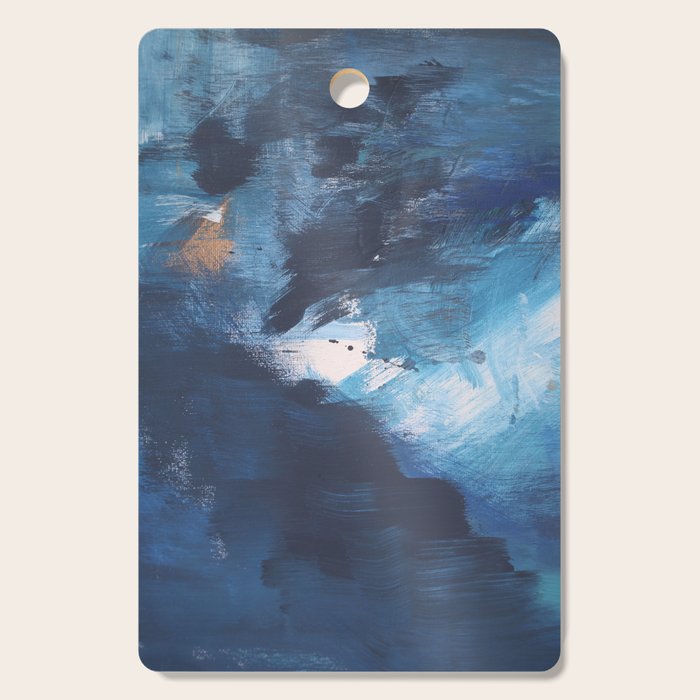 Ships in the Night: a vibrant abstract mixed-media piece in blues and golds by Alyssa Hamilton Art Cutting Board Gallery Image 1