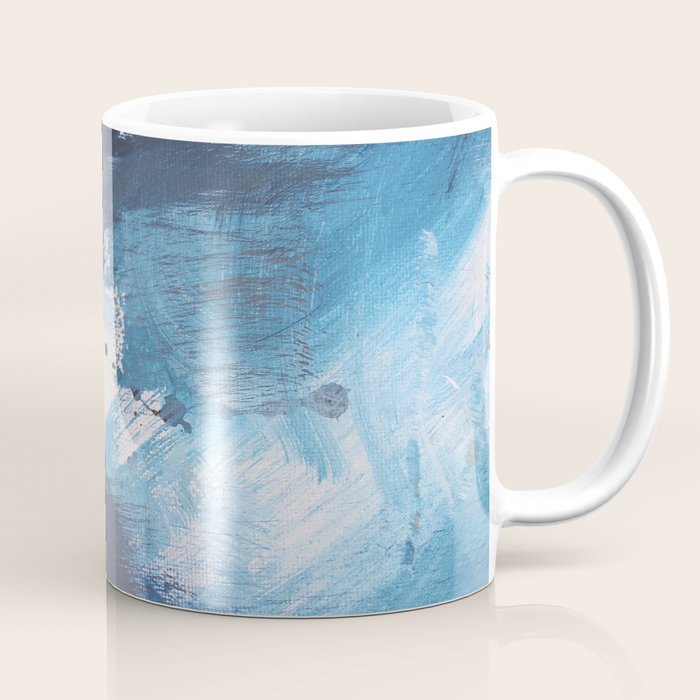 Ships in the Night: a vibrant abstract mixed-media piece in blues and golds by Alyssa Hamilton Art Coffee Mug Gallery Image 1