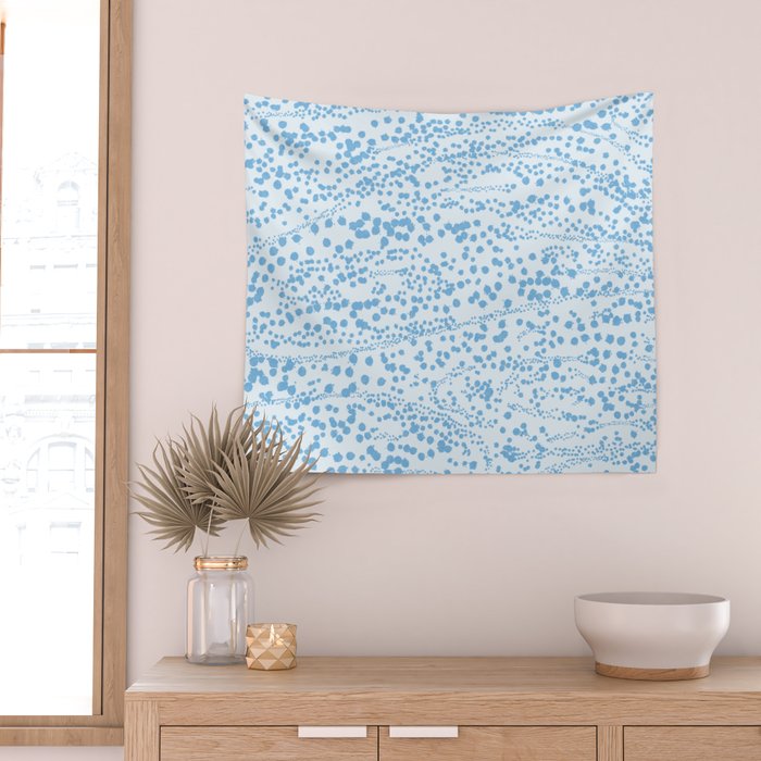  Abstract Ink Blot Strata Pattern in Ice Blue Wall Tapestry Gallery Image 2