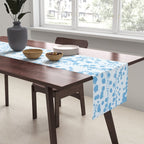  Abstract Ink Blot Strata Pattern in Ice Blue Table Runner Gallery Image 2