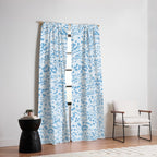  Abstract Ink Blot Strata Pattern in Ice Blue Window Curtain Gallery Image 6