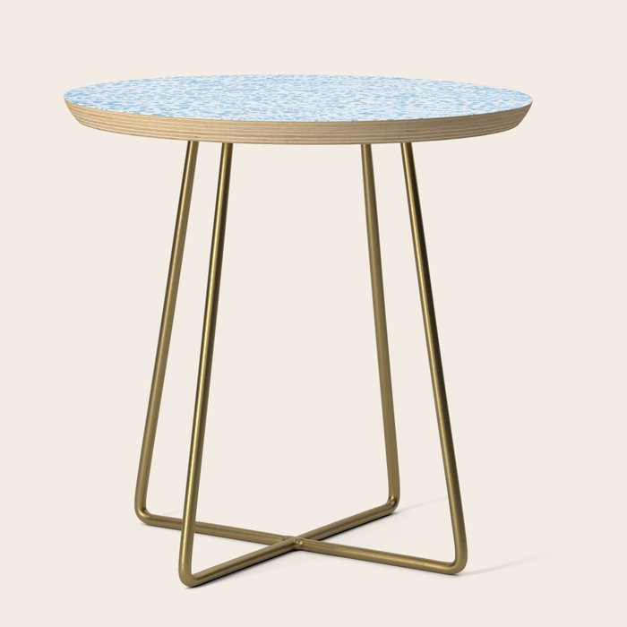  Abstract Ink Blot Strata Pattern in Ice Blue Side Table Gallery Image 1