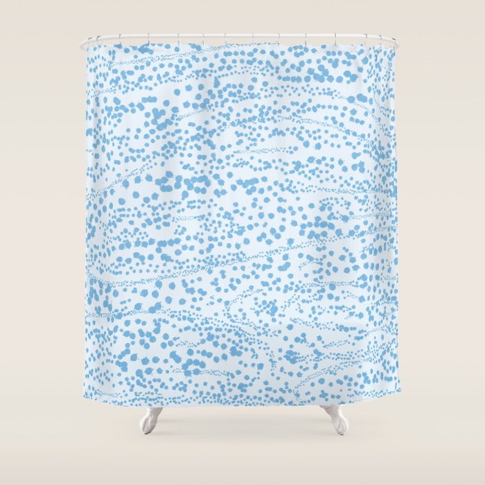  Abstract Ink Blot Strata Pattern in Ice Blue Shower Curtain Gallery Image 1