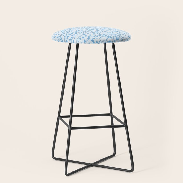  Abstract Ink Blot Strata Pattern in Ice Blue Stool Gallery Image 1