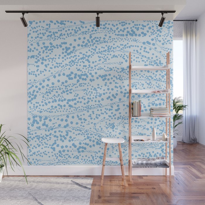  Abstract Ink Blot Strata Pattern in Ice Blue Wall Mural Gallery Image 1