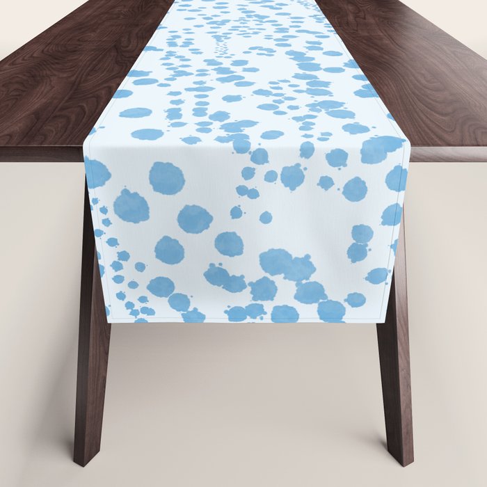  Abstract Ink Blot Strata Pattern in Ice Blue Table Runner Gallery Image 1