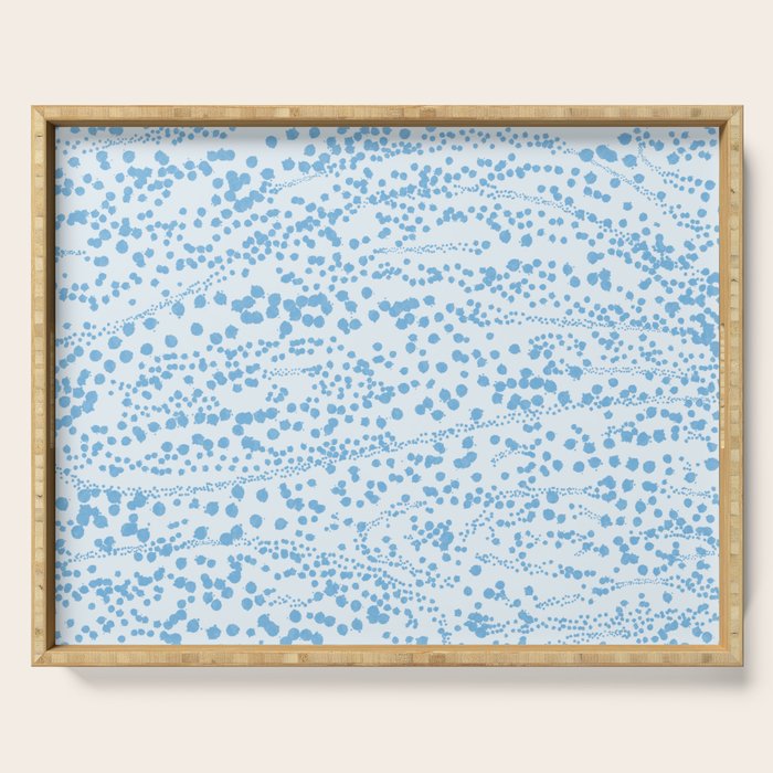  Abstract Ink Blot Strata Pattern in Ice Blue Serving Tray Gallery Image 1