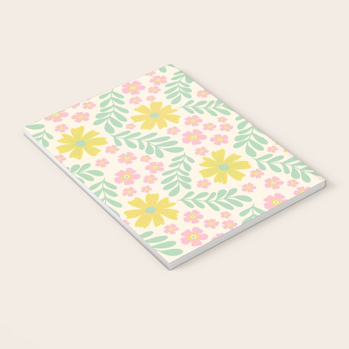 Whimsical Flora - White, Light green, Light Pink, Yellow  Notebook Gallery Image 3