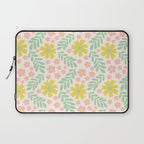 Whimsical Flora - White, Light green, Light Pink, Yellow  Laptop Sleeve Gallery Image 1