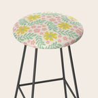 Whimsical Flora - White, Light green, Light Pink, Yellow  Stool Gallery Image 2